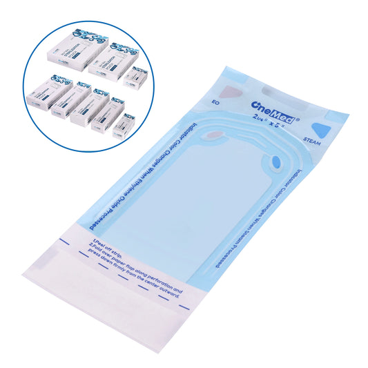 OneMed 2.25"x4" 2000 (10 Boxes) Self-Sealing Sterilization Pouches for Autoclave