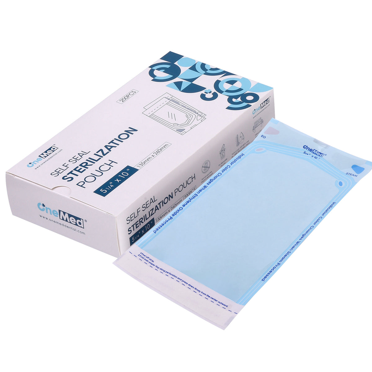 OneMed 5.25"x10" Self-Sealing Sterilization Pouches for Autoclave 800(4 Boxes)