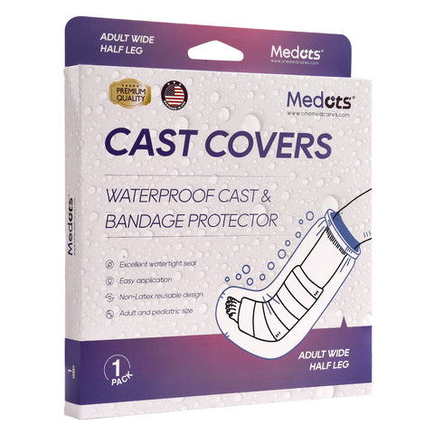 Medots Adult Wide Half Leg Cover Protector for Shower-Reusable Waterproof Cast Cover