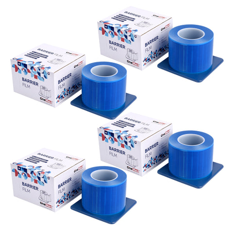 OneMed Dental Barrier Film Blue 4 Rolls 4800 Perforted Sheets 4"x6"