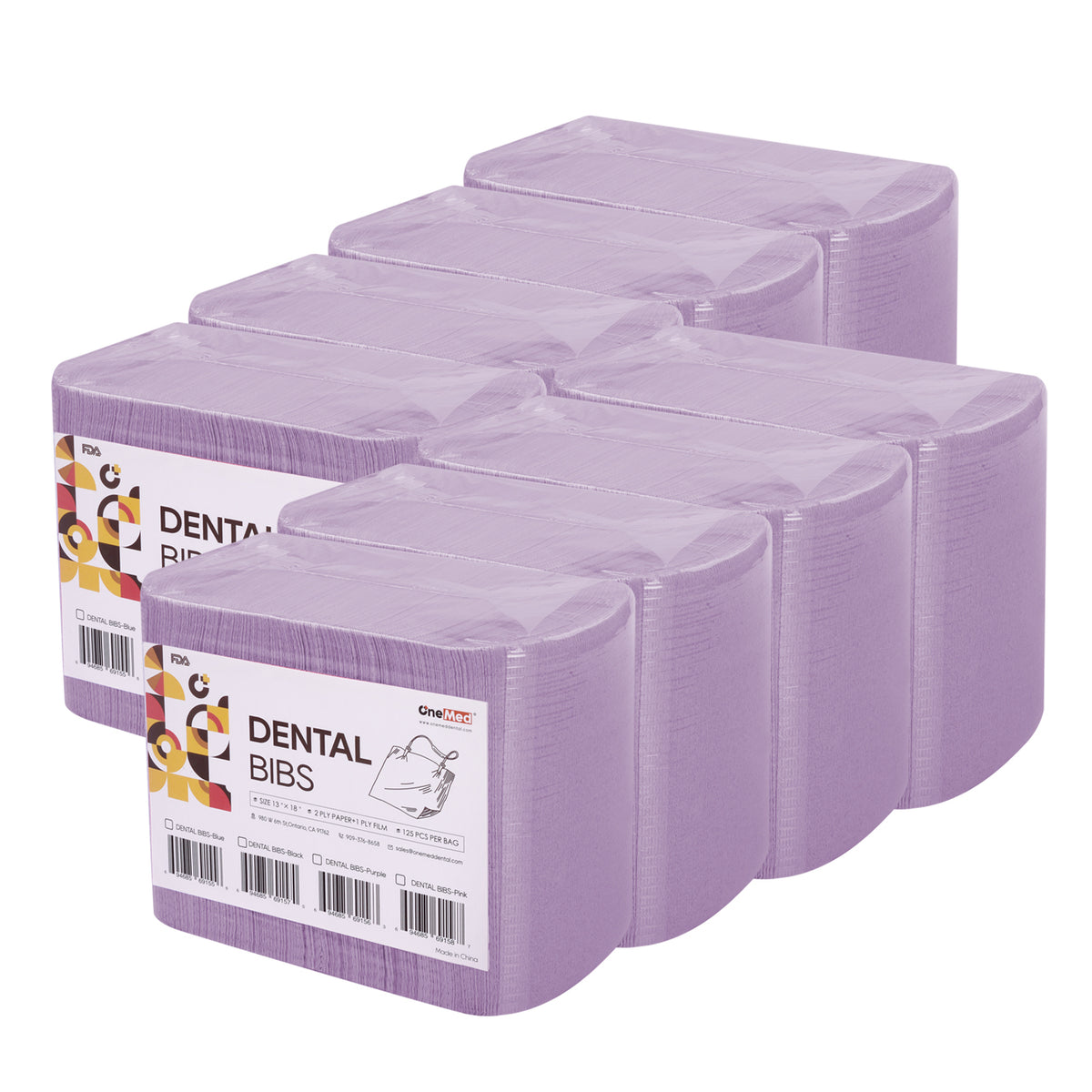 OneMed 1000(8 Bags) Disposable Purple Dental Tattoo Patient Towel Bibs 3-Ply 13"x18"