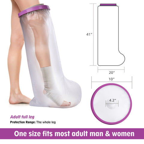 Medots Adult Full Leg Cover Protector for Shower-Reusable Waterproof Cast Cover