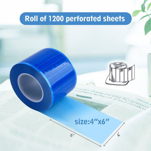 OneMed Dental Barrier Film Blue 1 Roll 1200 Perforted Sheets 4"x6"