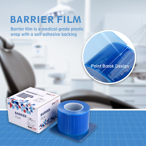 OneMed Dental Barrier Film Blue 2 Rolls 2400 Perforted Sheets 4"x6"