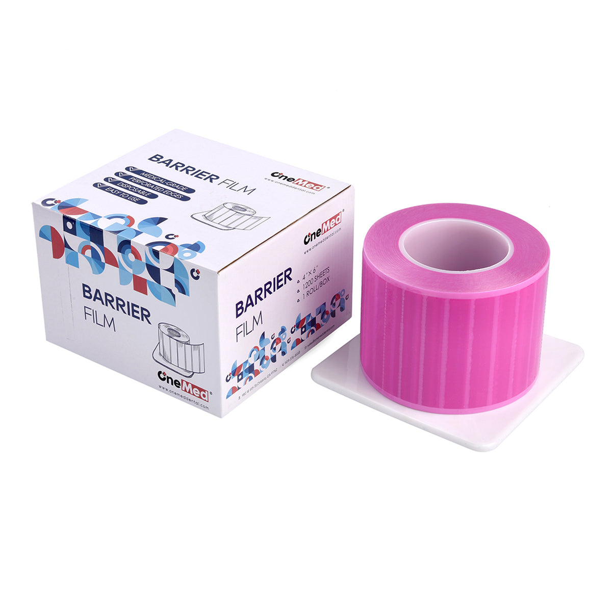 OneMed Dental Barrier Film Pink 1 Roll 1200 Perforted Sheets 4"x6"