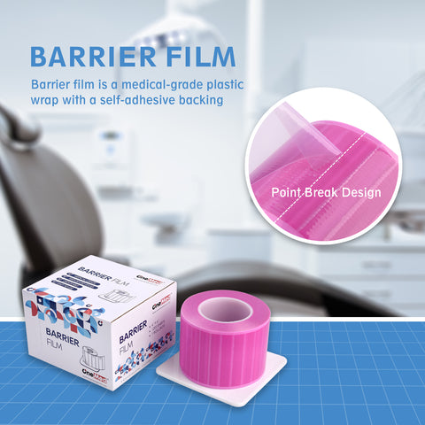 OneMed Dental Barrier Film Pink 2 Rolls 2400 Perforted Sheets 4"x6"