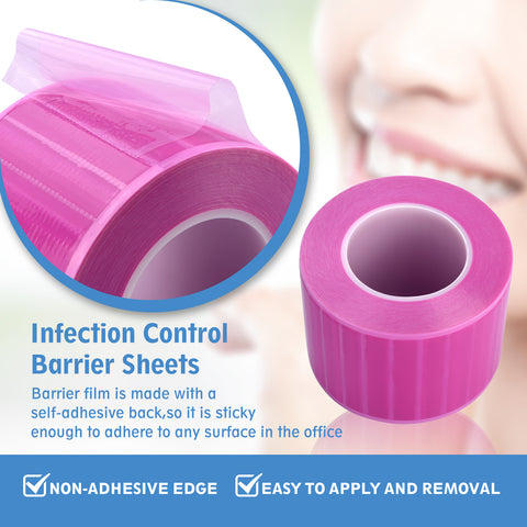 OneMed Dental Barrier Film Pink 8 Rolls 9600 Perforted Sheets 4"x6"