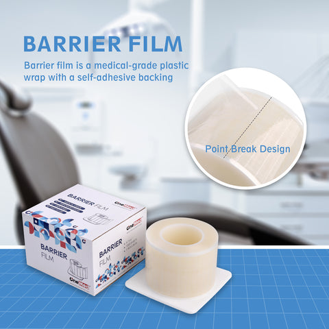 OneMed Dental Barrier Film Clear 2 Rolls 2400 Perforted Sheets 4"x6"