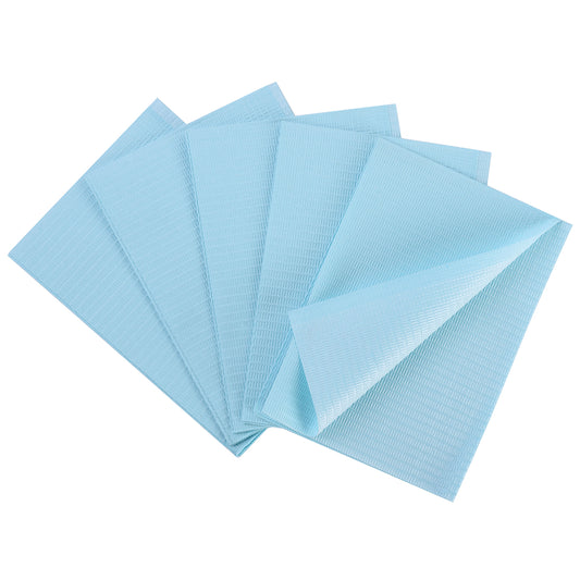 OneMed Disposable Blue Dental Tattoo Patient Towel Bibs 3-Ply 13"x18" 125/Bag