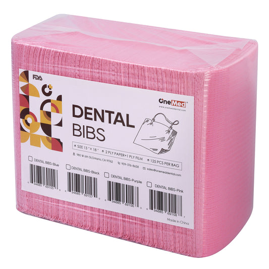 OneMed 250pcs Disposable Pink Dental Tattoo Patient Towel Bibs 3-Ply 13"x18"