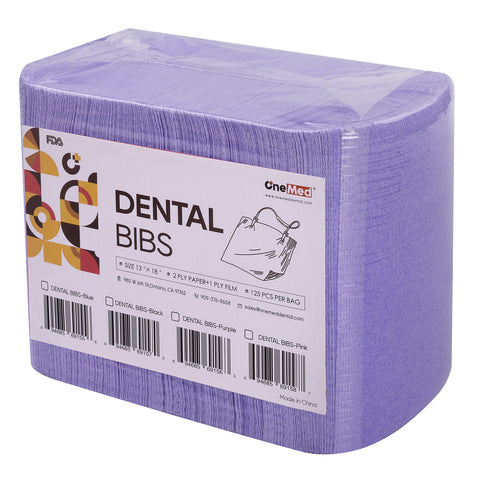 OneMed 250pcs Disposable Purple Dental Tattoo Patient Towel Bibs 3-Ply 13"x18"
