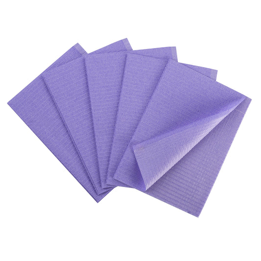 OneMed Disposable Purple Dental Tattoo Patient Towel Bibs 3-Ply 13"x18" 125/Bag