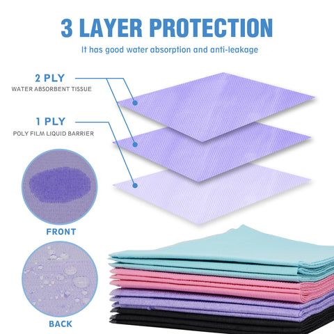 OneMed (Case of 500) Disposable Purple Dental Tattoo Patient Towel Bibs 3-Ply 13"x18"