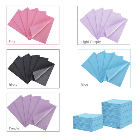 OneMed 1000(8 Bags) Disposable Purple Dental Tattoo Patient Towel Bibs 3-Ply 13"x18"