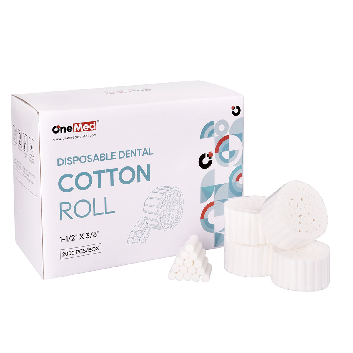 OneMed Disposable Dental Cotton Rolls 1-1/2" x 3/8", (#2 Medium) 2000/Box
