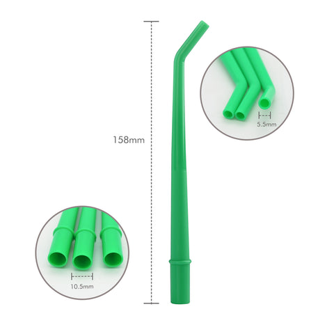 OneMed Dental Disposable Large Green 1/4" Surgical Aspirator Tips 25/Bag