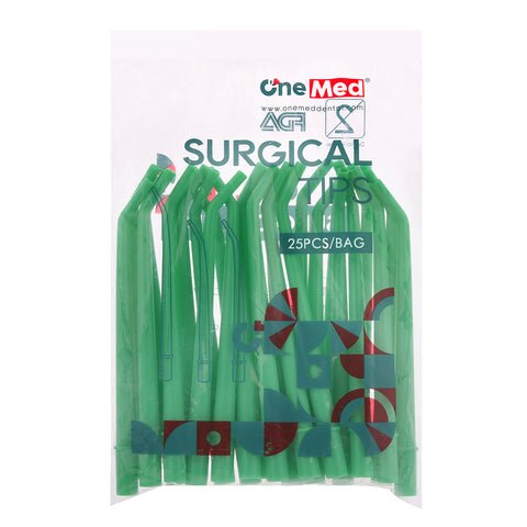 OneMed Dental Disposable Large Green 1/4" Surgical Aspirator Tips 25/Bag