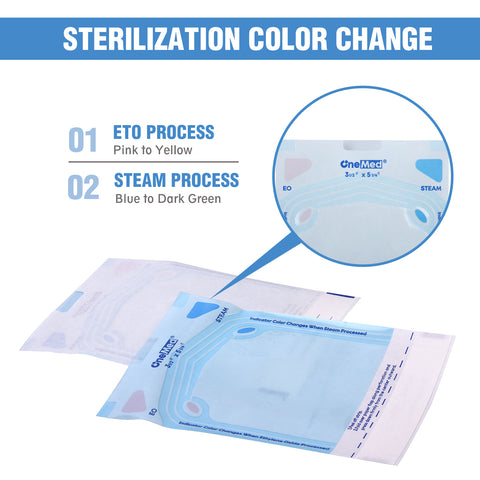OneMed 2.75"x9" Self-Sealing Sterilization Pouches for Autoclave 800(4 Boxes)