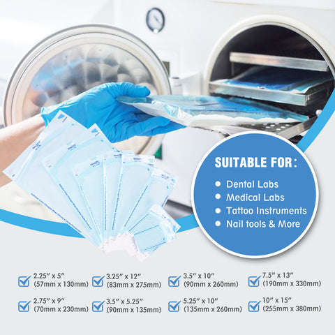 OneMed 3.5"x10" Self-Sealing Sterilization Pouches for Autoclave 800(4 Boxes)