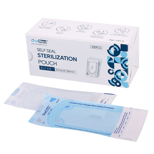 OneMed 2.25"x4" 2000 (10 Boxes) Self-Sealing Sterilization Pouches for Autoclave