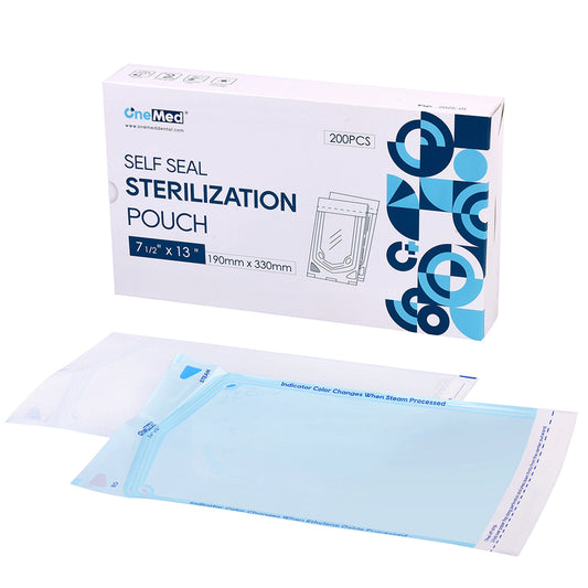 OneMed 7.5"x13" Self-Sealing Sterilization Pouches for Autoclave 200/Box