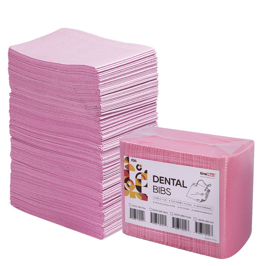 OneMed 1000(8 Bags) Disposable Pink Dental Tattoo Patient Towel Bibs 3-Ply 13"x18"