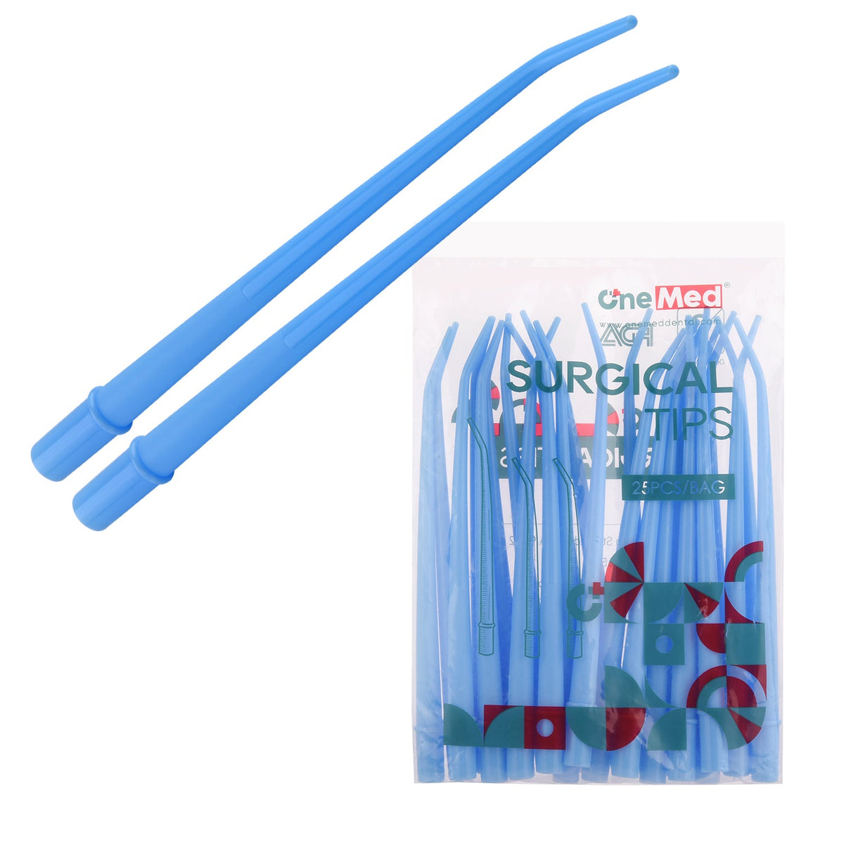250(10 Bags) OneMed Dental Disposable Small Blue 1/16" Surgical Aspirator Tips