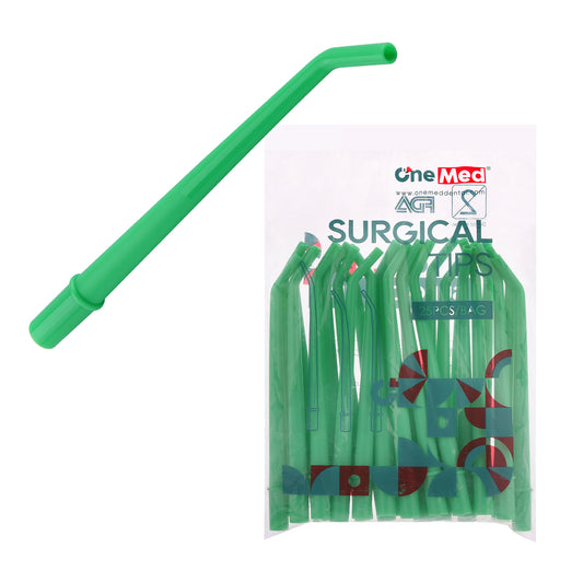 OneMed Dental Disposable Large Green 1/4" Surgical Aspirator Tips 25/Bag